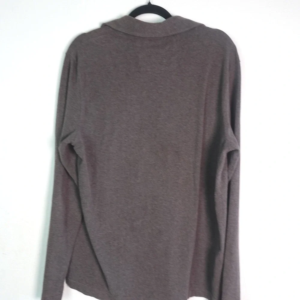 Banana Republic Polo Shirt Mens Large Brown Long Sleeve Cotton Chest Pocket